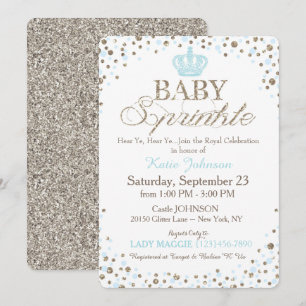 Prince Silver Glitzer Sprinkle Baby Dusche Einladung