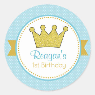 Prince Stickers - Glitzer Gold Crown in Blue