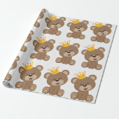 Prince Teddy Bear Boy Baby Dusche Geschenkpapier (Ungerollt)