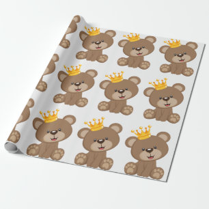 Prince Teddy Bear Boy Baby Dusche Geschenkpapier