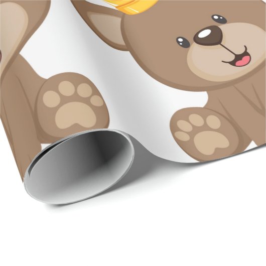 Prince Teddy Bear Boy Baby Dusche Geschenkpapier (Rolleneckpunkt)