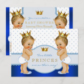 Prince Twin Boy Baby Shower Blonde Einladung (Vorne/Hinten)