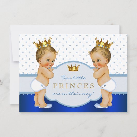 Prince Twin Boy Baby Shower Blonde Einladung (Vorderseite)