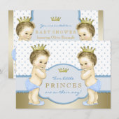 Prince Twin Boy Baby Shower Einladung (Vorne/Hinten)