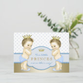 Prince Twin Boy Baby Shower Einladung (Stehend Vorderseite)