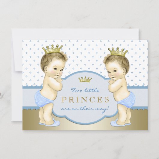 Prince Twin Boy Baby Shower Einladung (Vorderseite)