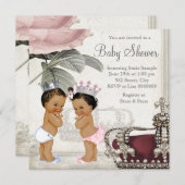 Prince und Princess Ethnic Twin Baby Dusche Einladung (Vorne/Hinten)