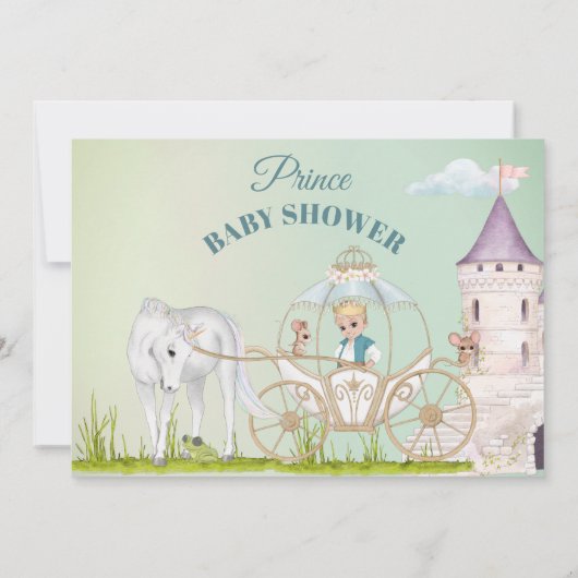 Prince Unicorn Crown Baby Boy Dusche Einladung (Rückseite)
