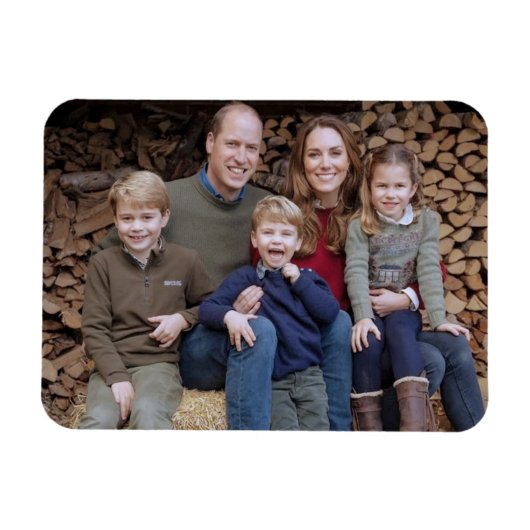 Prince William und Familie Dec 2020 stilisiert Magnet (Horizontal)