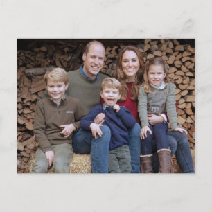 Prince William und Familie Dec 2020 stilisiert Postkarte
