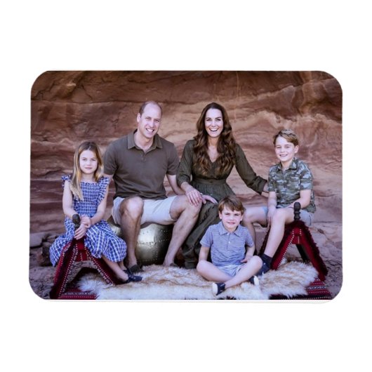 Prince William und Familie Dec 2021 stilisiert Mag Magnet (Horizontal)