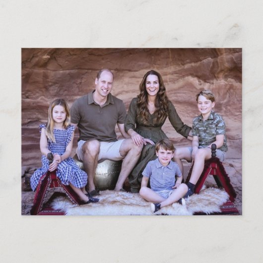 Prince William und Familie Dec 2021 stilisiert Postkarte (Vorderseite)