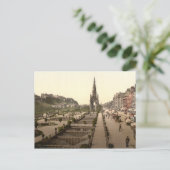 Princes Street, das Schloss und das Scott Monument Postkarte (Stehend Vorderseite)