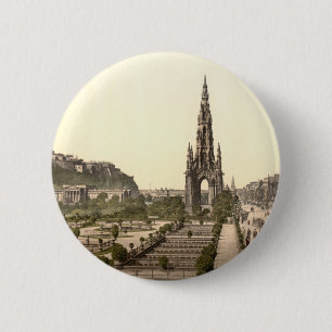 Princes Street, das Schloss und Scott Monument Button