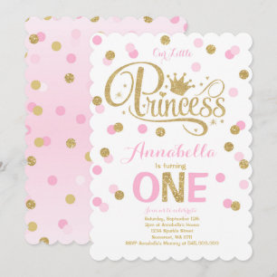 Princess 1. Geburtstag Einladung Pink Gold Einladu