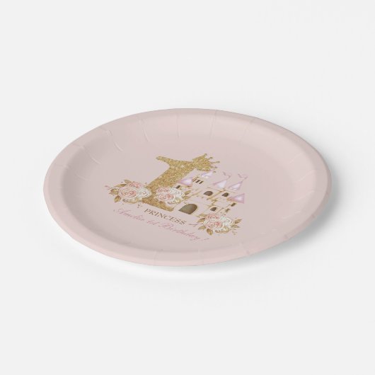 Princess 1. Geburtstag Pappteller (Schrägansicht)