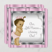 Princess 1. Geburtstag Party Einladung (Vorne/Hinten)