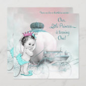 Princess 1. Geburtstag Party Einladung (Vorne/Hinten)