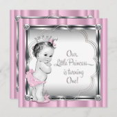 Princess 1. Geburtstag Party Einladung (Vorne/Hinten)