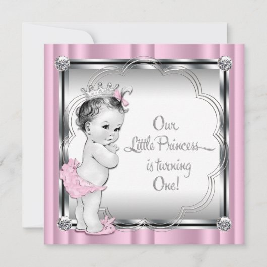 Princess 1. Geburtstag Party Einladung (Vorderseite)