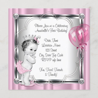 Princess 1. Geburtstag Party Einladung