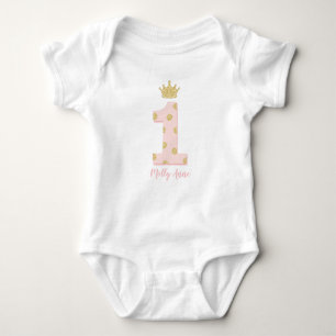 Princess 1. Geburtstag Rosa und Gold Baby Strampler