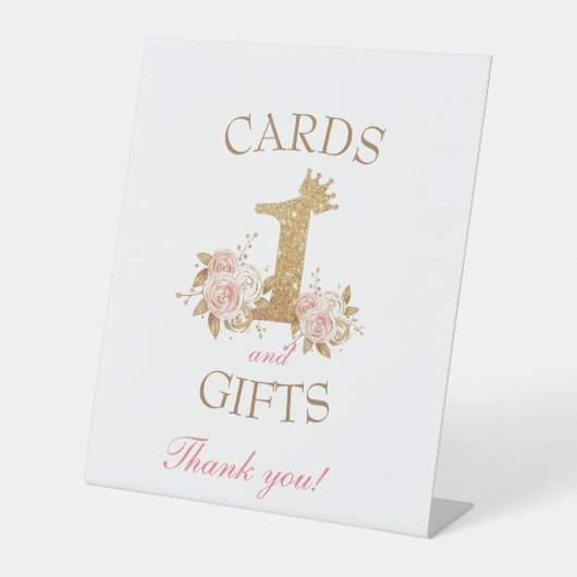 Princess 1. Geburtstagskarte Party Sockelschild (Vorderseite)