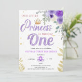 Princess 1St Birthday Crown Lilac Lila Einladung (Stehend Vorderseite)