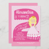 Princess 2. Geburtstag Einladung Blonde Girl (Vorne/Hinten)