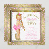 Princess 2. Geburtstag Party Einladung (Vorne/Hinten)
