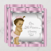 Princess 2. Geburtstag Party Einladung (Vorne/Hinten)