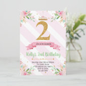 Princess 2. Geburtstagskarte Party Einladung (Stehend Vorderseite)