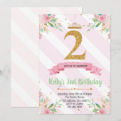 Princess 2. Geburtstagskarte Party Einladung (Vorne/Hinten)