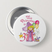 Princess 3. Geburtstagskarte Button (Vorne & Hinten)