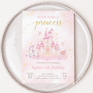Princess 4. Geburtstagsfeier Party Einladung