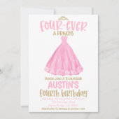 Princess 4th Birthday Party Invitation Einladung (Vorderseite)