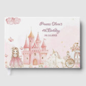 Princess 4th Pink Castle Unicorn Birthday Party Gästebuch (Vorderseite)