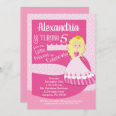 Princess 5. Geburtstag Einladung Blonde Girl (Vorne/Hinten)