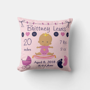 Princess African American Baby Kinderzimmer Birth  Kissen