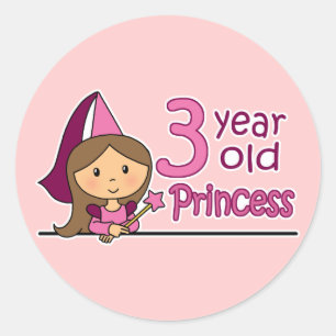 Princess Age 3 Runder Aufkleber