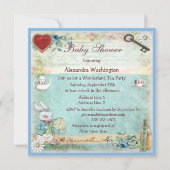Princess Alice im Wunderland Baby Dusche Tee Party Einladung (Rückseite)