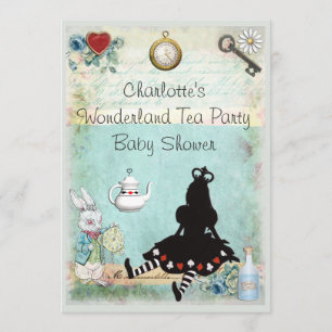 Princess Alice im Wunderland Tee Party Babydusche Einladung
