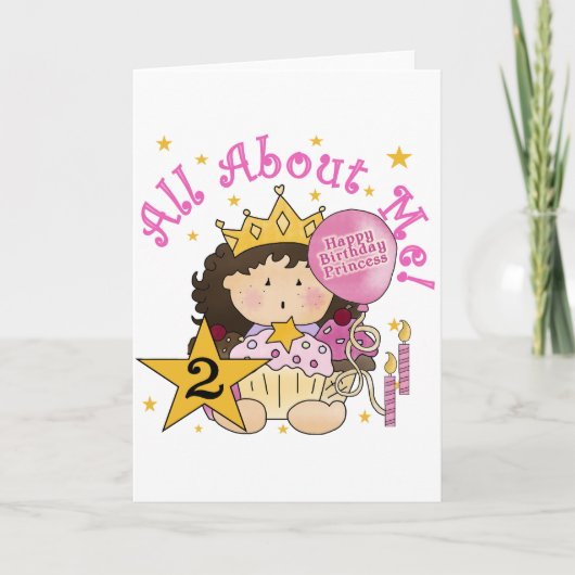 Princess All About Me 2. Geburtstag Karte (Vorderseite)