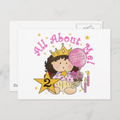 Princess All About Me 2. Geburtstag Postkarte (Vorne/Hinten)