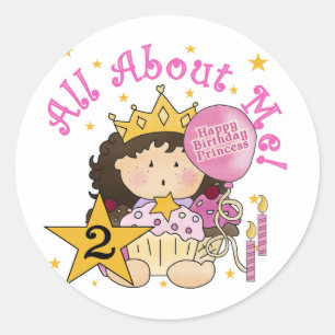 Princess All About Me 2. Geburtstag Runder Aufkleber