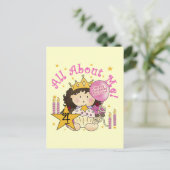 Princess All About Me 4. Birthday Tshirts Postkarte (Stehend Vorderseite)
