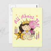 Princess All About Me 4. Birthday Tshirts Postkarte (Vorne/Hinten)