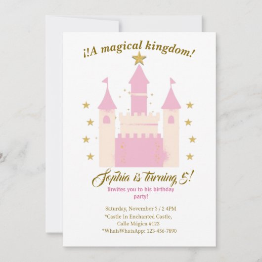 Princess and Castle Birthday Invitation | "Childre Einladung (Vorderseite)