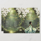 Princess and Frog Sage Green Quinceanera Program (Vorne/Hinten)