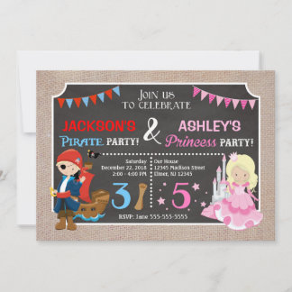 Princess and Pirate Joint BIdday Einladung